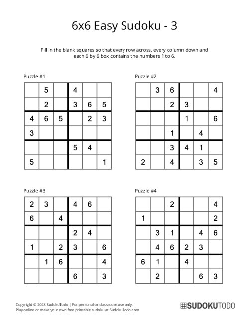 6x6 Sudoku - Easy - 3