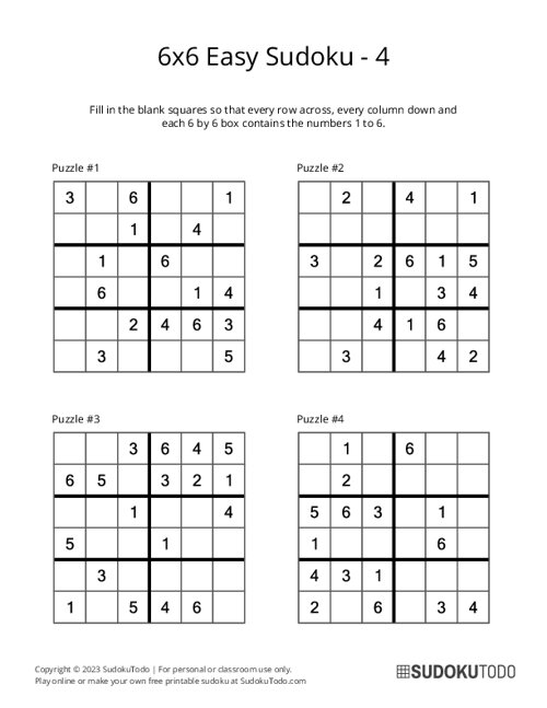 6x6 Sudoku - Easy - 4