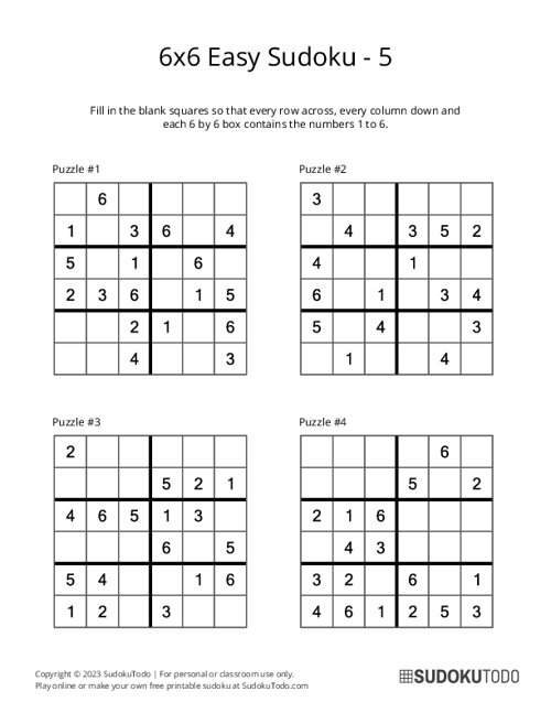 6x6 Sudoku - Easy - 5