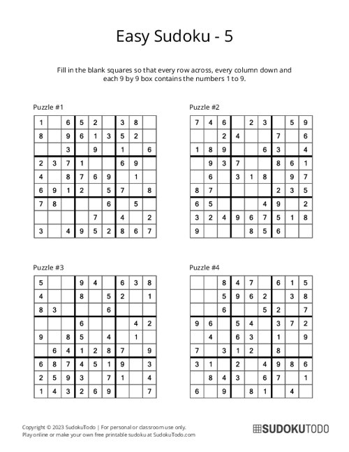 9x9 Sudoku - Easy - 5