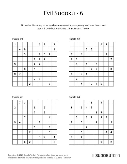 9x9 Sudoku - Evil - 6