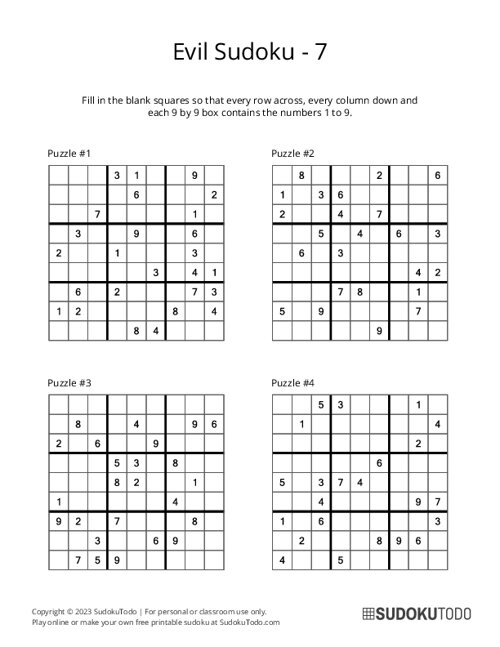 9x9 Sudoku - Evil - 7