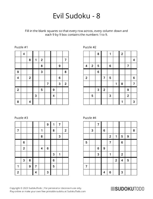 9x9 Sudoku - Evil - 8