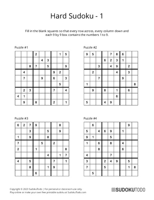 9x9 Sudoku - Hard - 1