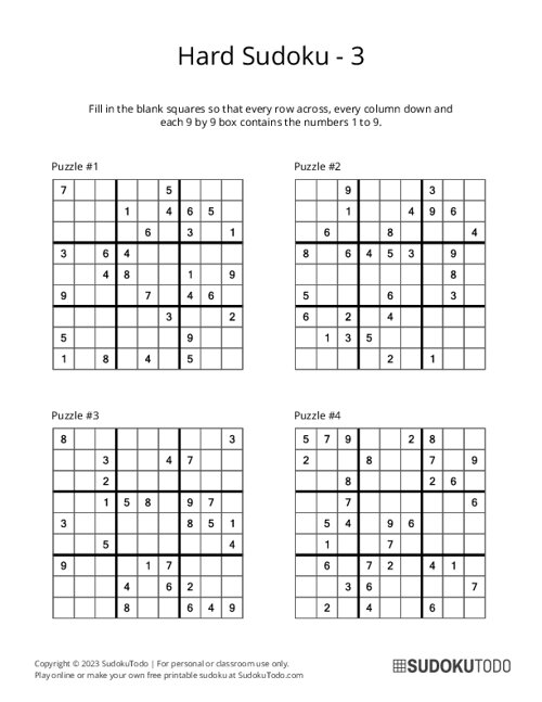 9x9 Sudoku - Hard - 3