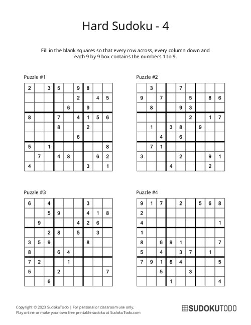 9x9 Sudoku - Hard - 4