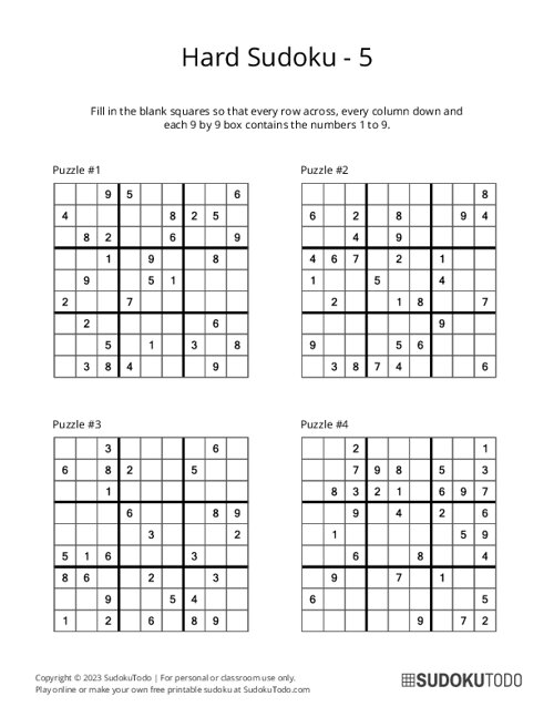 9x9 Sudoku - Hard - 5