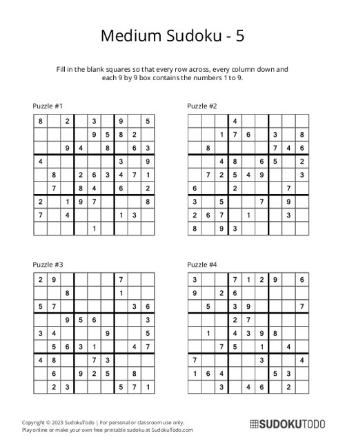 9x9 Sudoku - Medium - 5