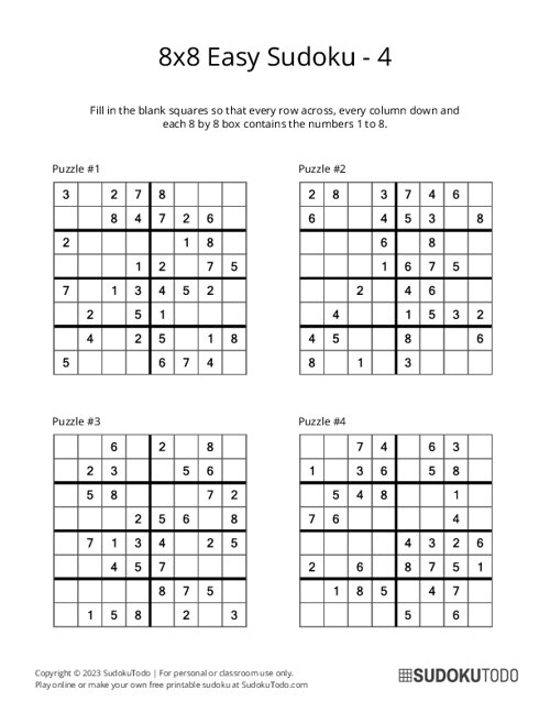 8x8 Sudoku - Easy - 4