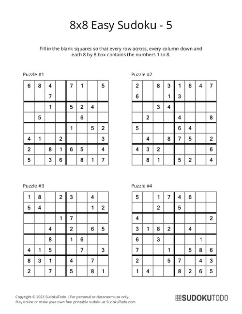 8x8 Sudoku - Easy - 5
