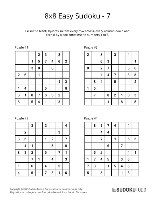 8x8 Sudoku - Easy - 7