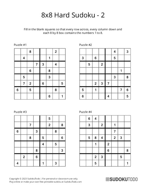 8x8 Sudoku - Hard - 2