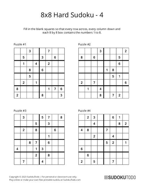 8x8 Sudoku - Hard - 4