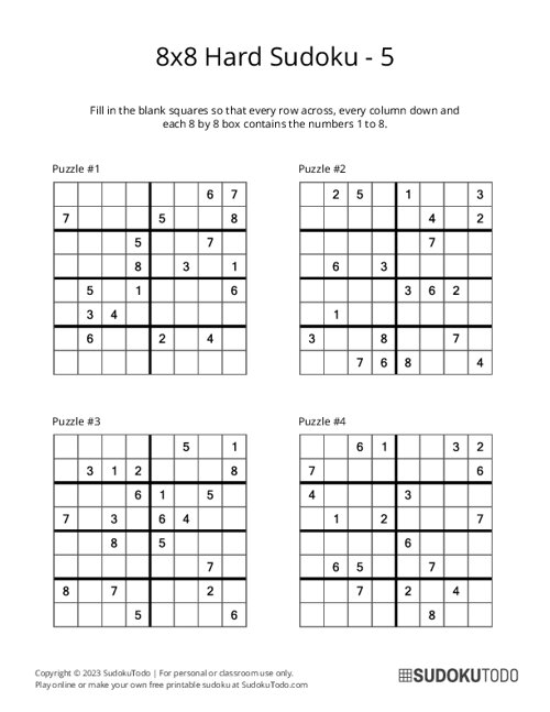 8x8 Sudoku - Hard - 5