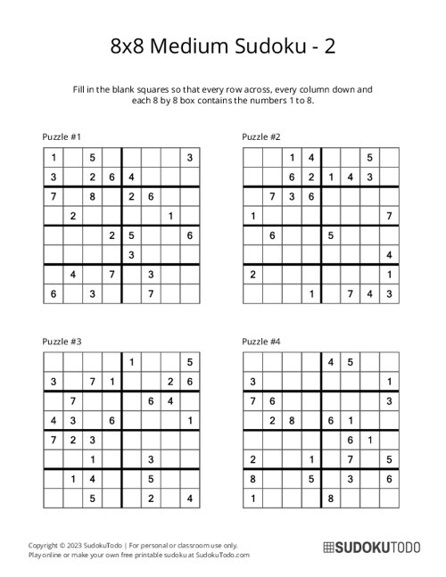 8x8 Sudoku - Medium - 2