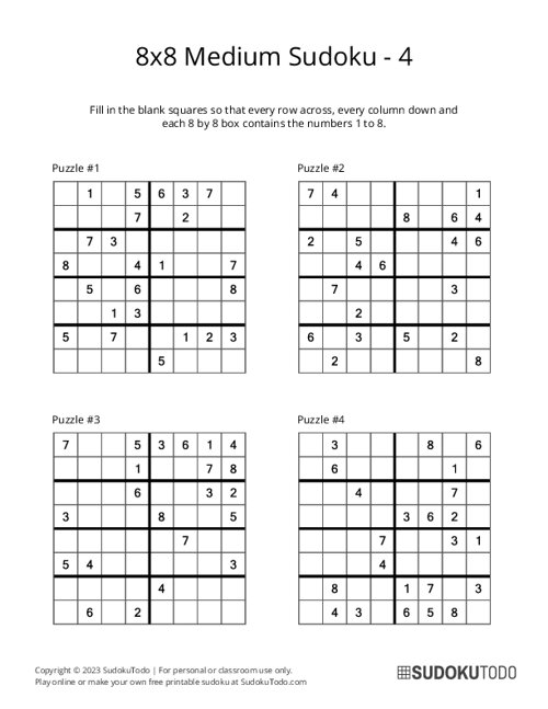 8x8 Sudoku - Medium - 4