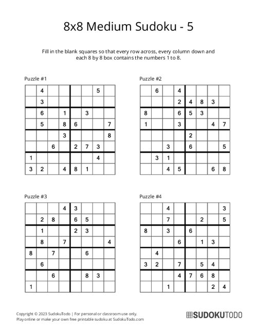 8x8 Sudoku - Medium - 5