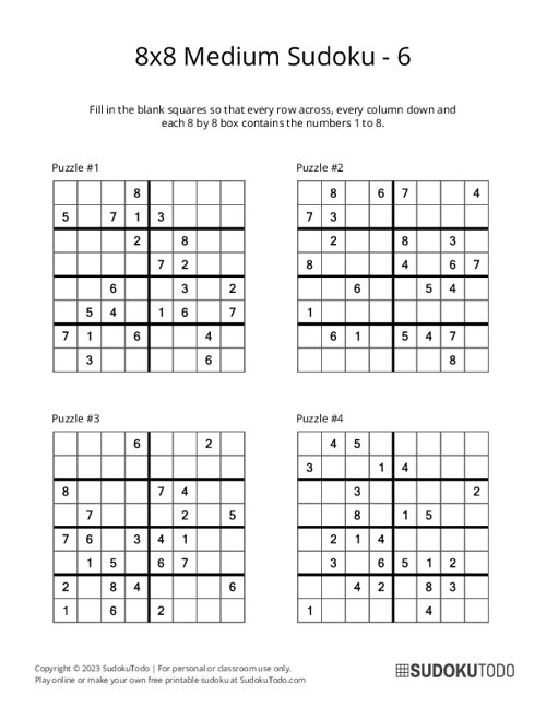 8x8 Sudoku - Medium - 6