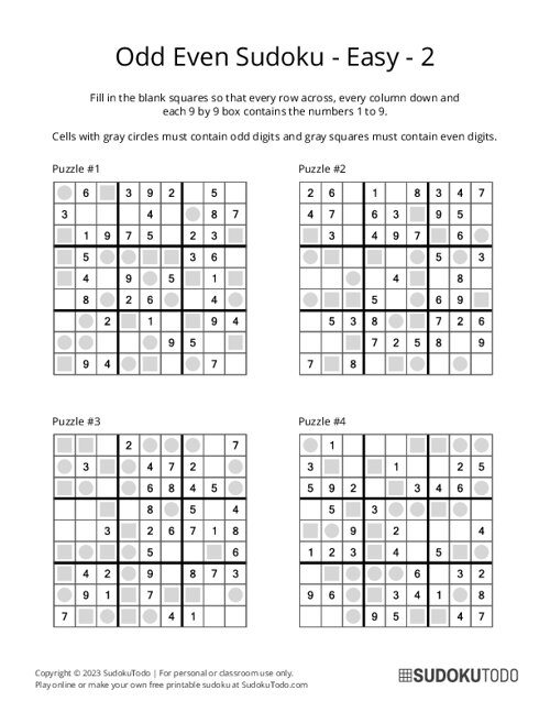 Odd Even Sudoku - Easy - 2