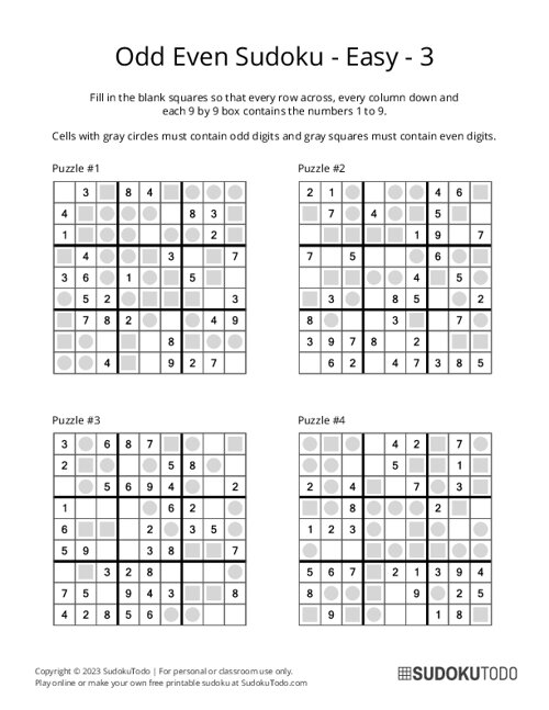 Odd Even Sudoku - Easy - 3