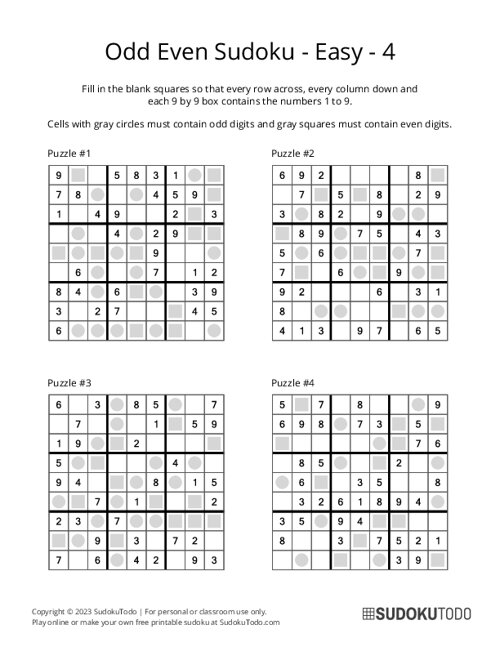 Odd Even Sudoku - Easy - 4