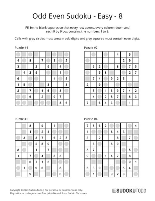 Odd Even Sudoku - Easy - 8