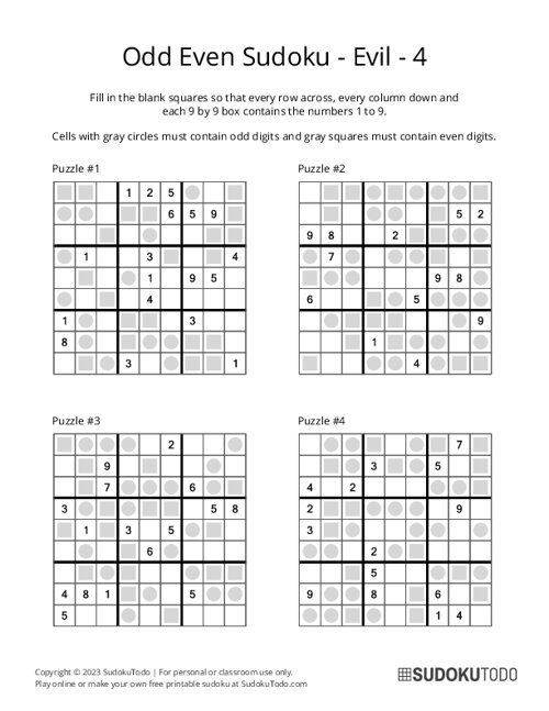 Odd Even Sudoku - Evil - 4