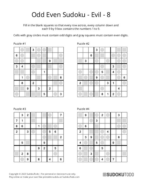 Odd Even Sudoku - Evil - 8