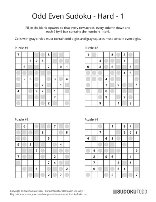 Odd Even Sudoku - Hard - 1