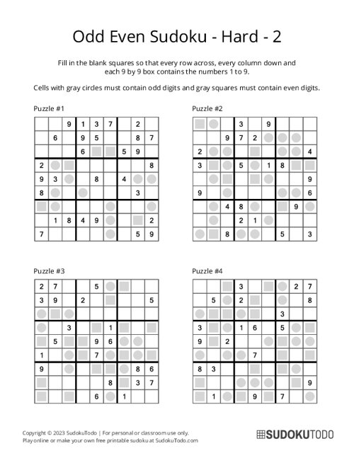 Odd Even Sudoku - Hard - 2