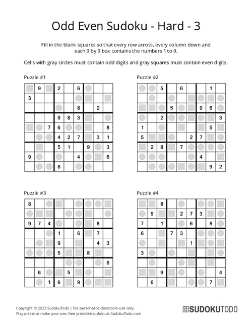 Odd Even Sudoku - Hard - 3