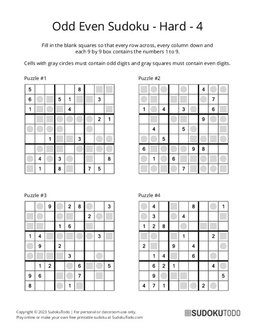 Odd Even Sudoku - Hard - 4