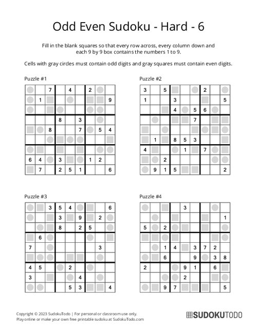 Odd Even Sudoku - Hard - 6