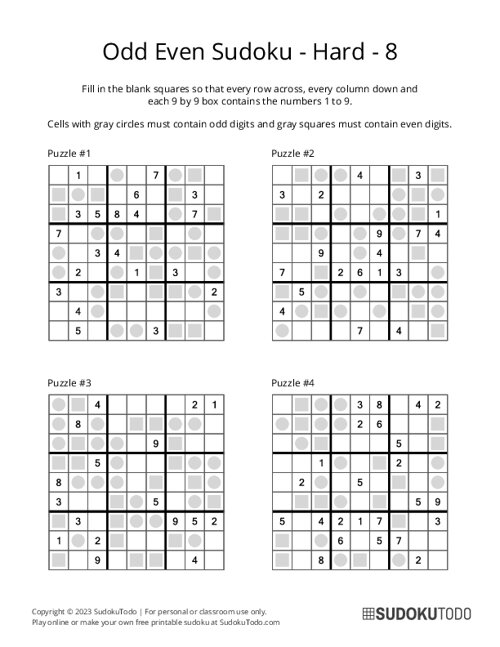 Odd Even Sudoku - Hard - 8