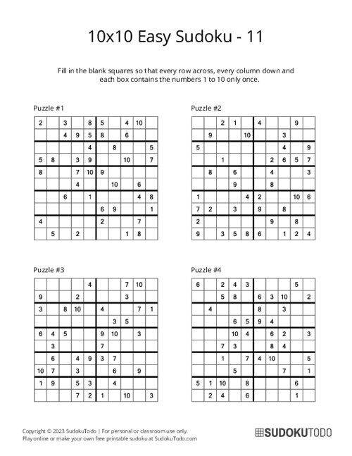 10x10 Sudoku - Easy - 11