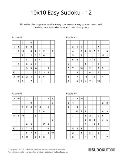 10x10 Sudoku - Easy - 12