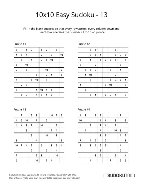 10x10 Sudoku - Easy - 13