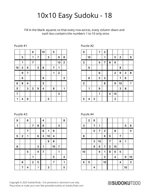 10x10 Sudoku - Easy - 18