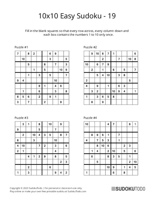 10x10 Sudoku - Easy - 19