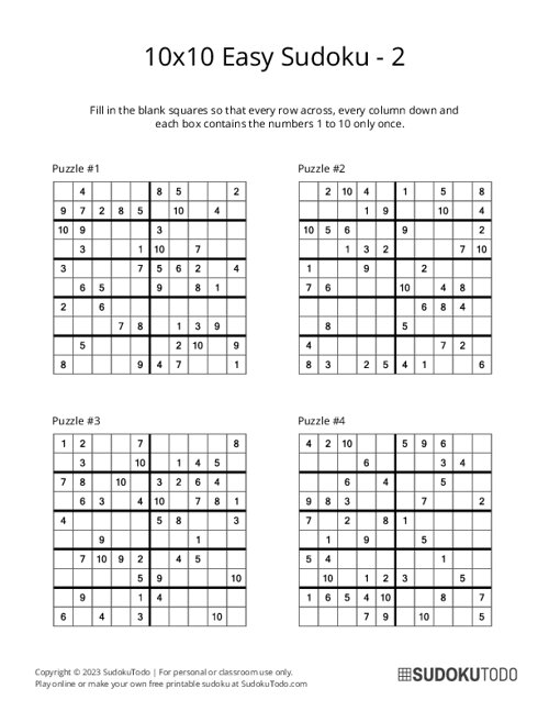 10x10 Sudoku - Easy - 2