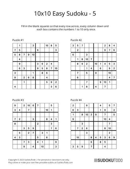 10x10 Sudoku - Easy - 5