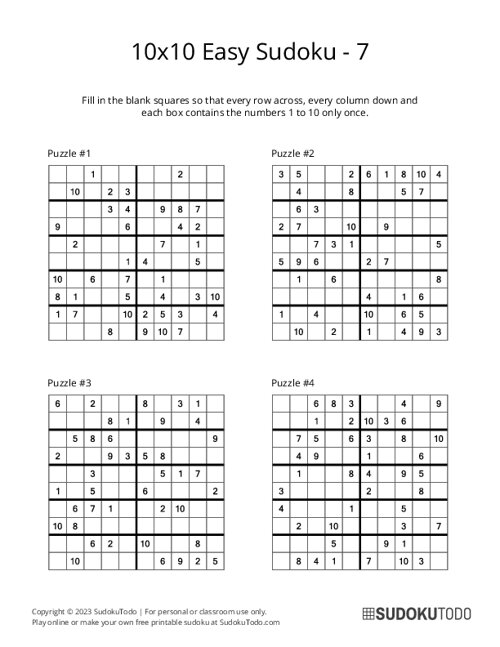 10x10 Sudoku - Easy - 7