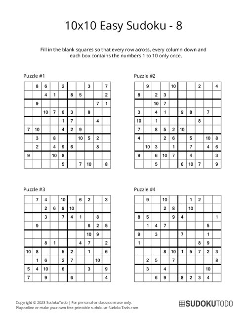 10x10 Sudoku - Easy - 8