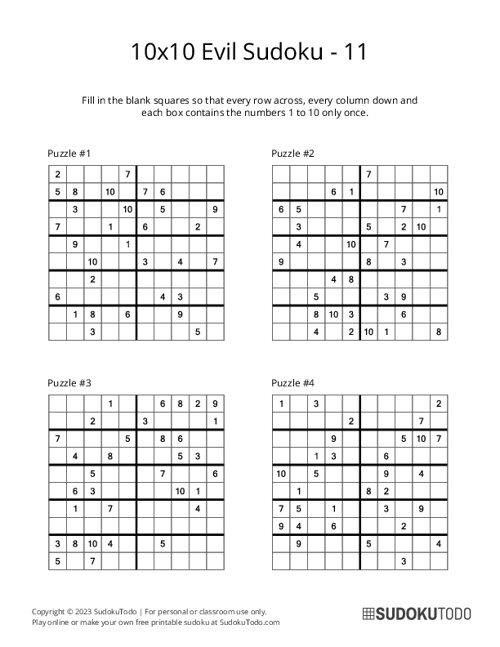 10x10 Sudoku - Evil - 11
