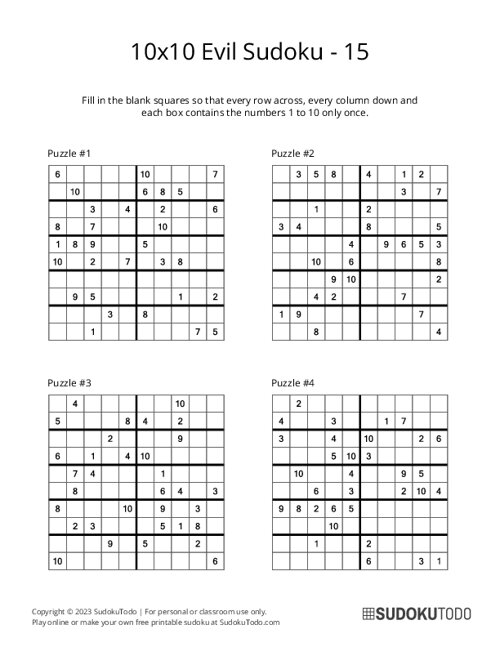 10x10 Sudoku - Evil - 15