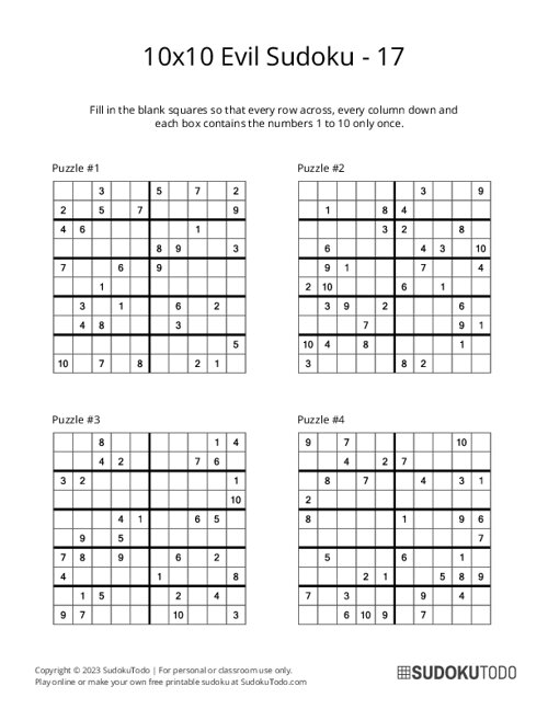 10x10 Sudoku - Evil - 17