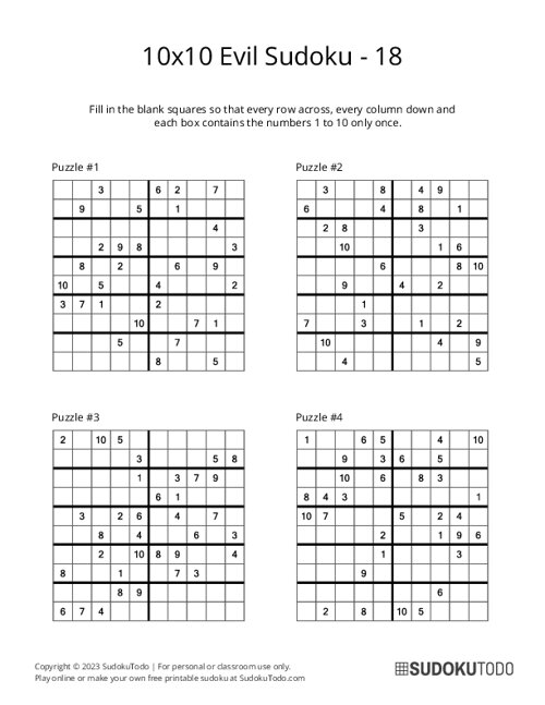 10x10 Sudoku - Evil - 18