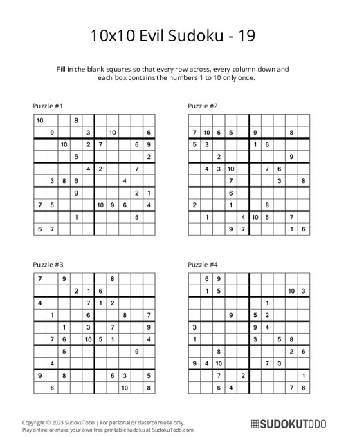 10x10 Sudoku - Evil - 19