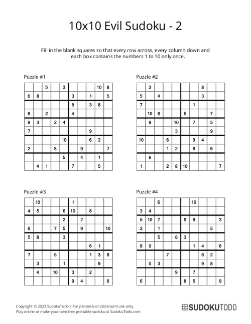 10x10 Sudoku - Evil - 2