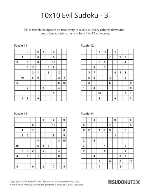 10x10 Sudoku - Evil - 3